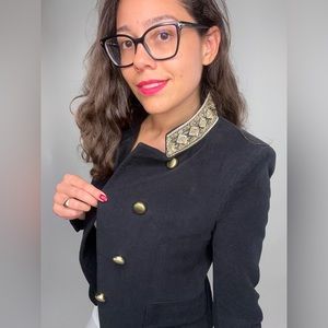 TICK & HIGH QUALITY VELVET TOUCH & GOLD EMBROIDERY JACKET | BUSINESS CASUAL/CHIC